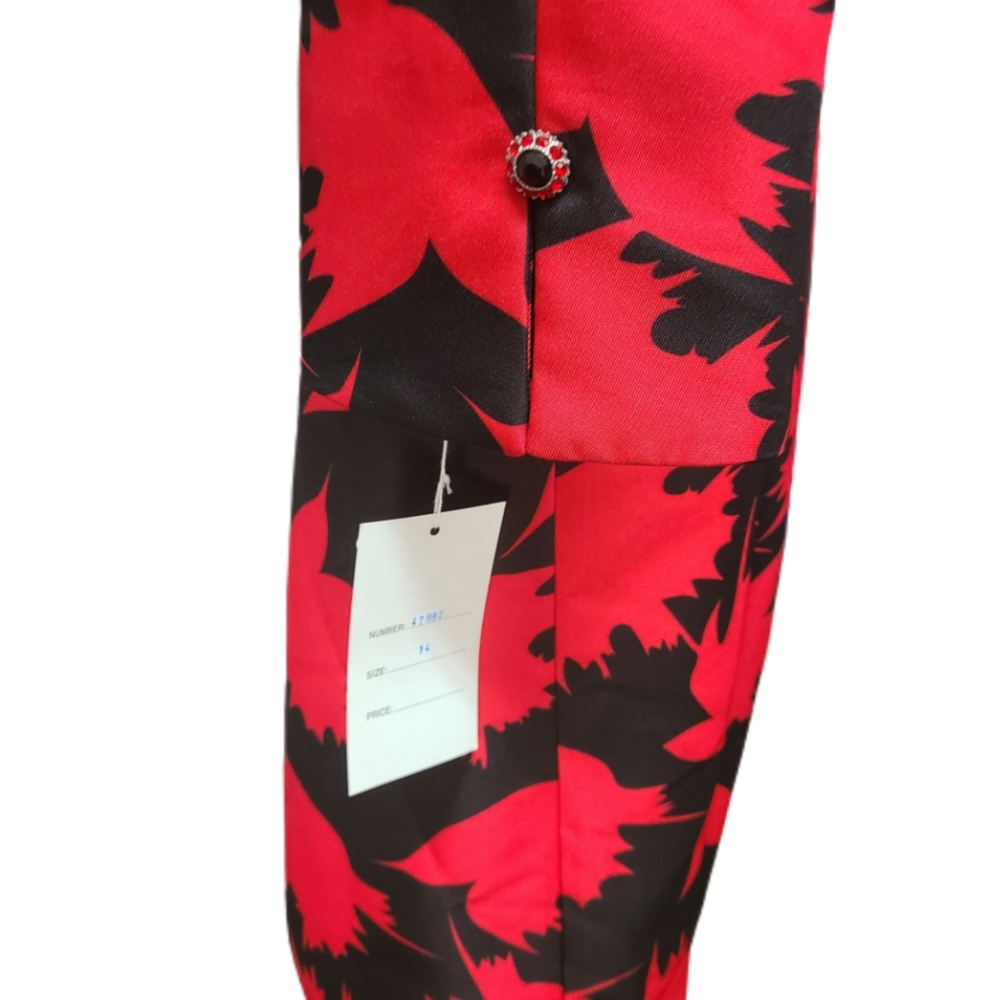 BEN MARC INTERNATIONAL RED AND BLACK ABSTRACT PRINT DESIGNER DRESS SIZE 14 BNWT - Picture 6 of 7